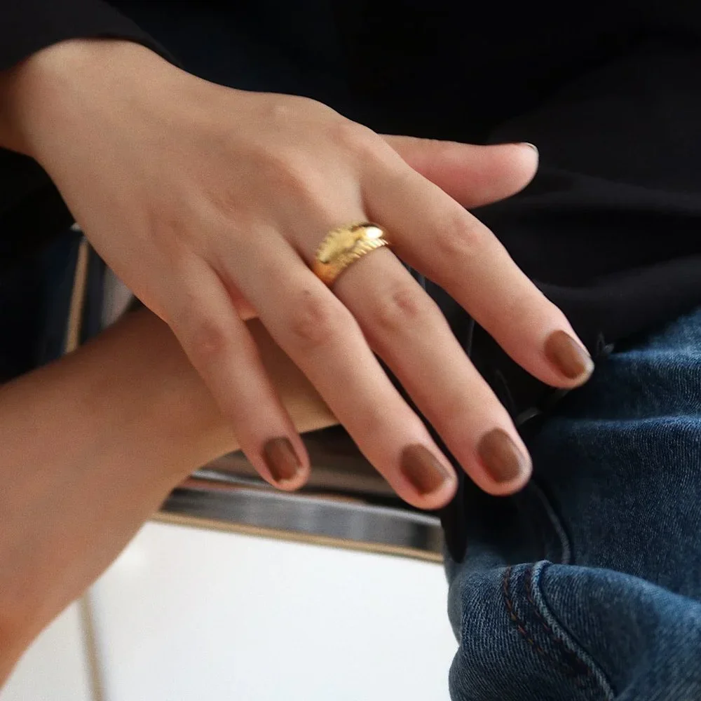 NEW 18K Gold Plated Braided Wide Curve Ring